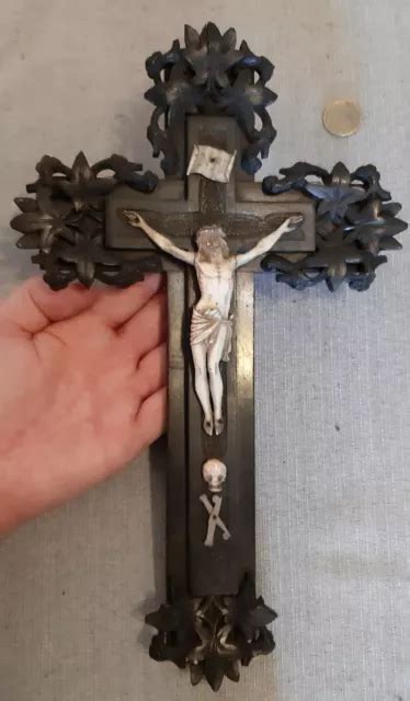 Ancien Rare Crucifix Christ Bois Noirci Napol On Iii Cabinet Curiosit S