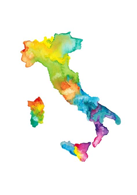 Watercolor Italy map watercolor poster by artprintshopGB on Etsy