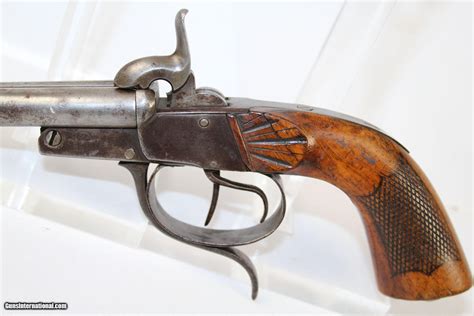 European Antique Double Barrel Pinfire Pistol