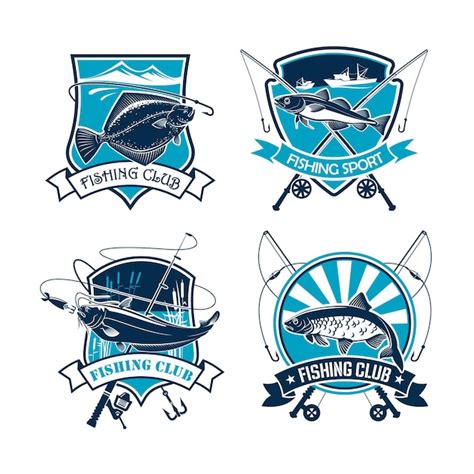 Premium Vector Fishing Sport Club Vector Icons Set