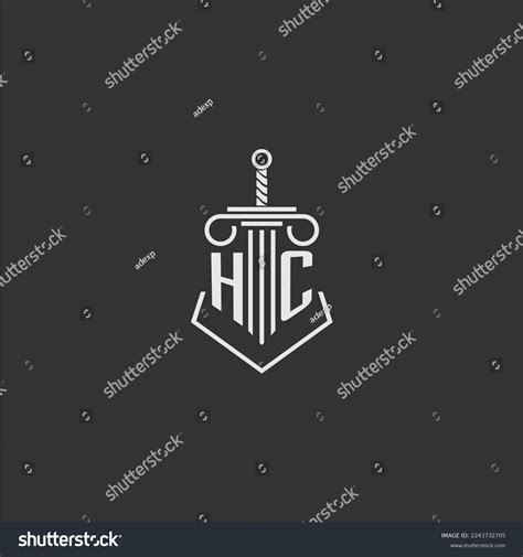 Hc Initial Monogram Law Firm Sword Stock Vector Royalty Free