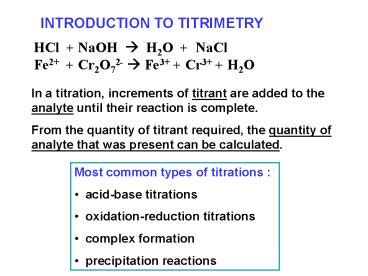 PPT Most Common Types Of Titrations PowerPoint Presentation Free