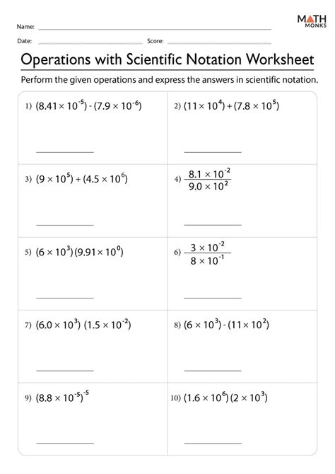 Scientific Notation Worksheets - Math Monks