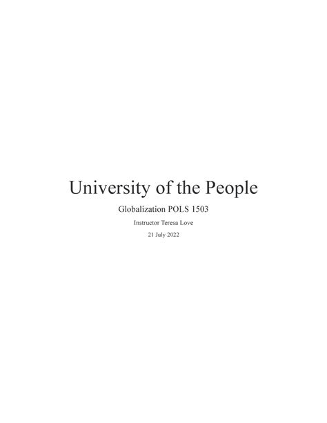 POLS 1503 WA5 Pols1503 University Of The People Globalization POLS