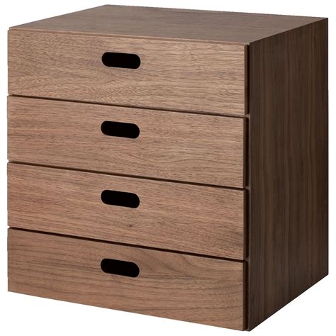 Stacking Chest 4 Drawers Walnut 37x28x37cm Stacking Shelves Muji