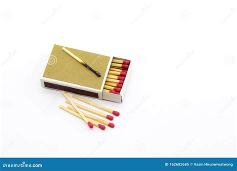 Matchbox That Half Open And See Matches Sticks Inside Stock Image