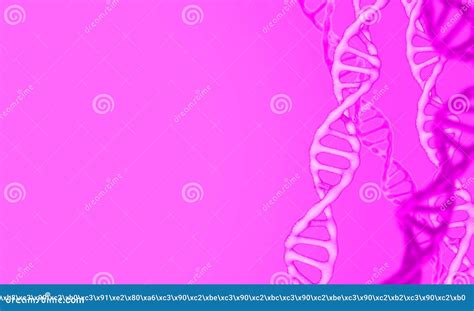 Pink Background With D Image Of Molecular Dna Strands Stock