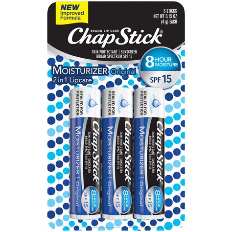 Chapstick Moisturizer Original Flavor 015 Ounce 3 Sticks Lip Balm