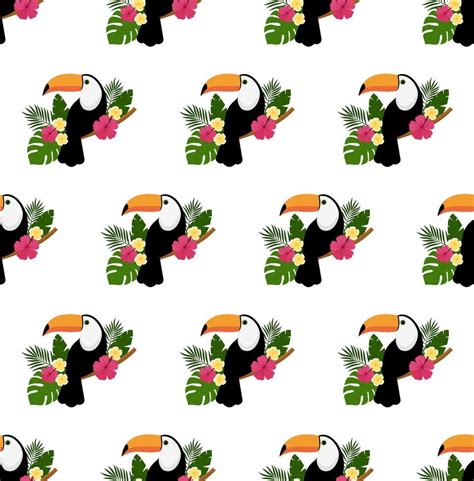 Vector seamless pattern with toucan. Texture design 14200134 Vector Art ...