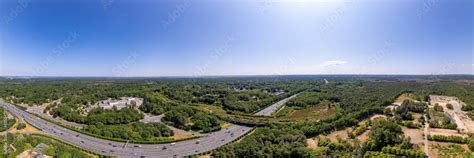 180 panorama with wildlife crossing green corridor bridge for animals ...