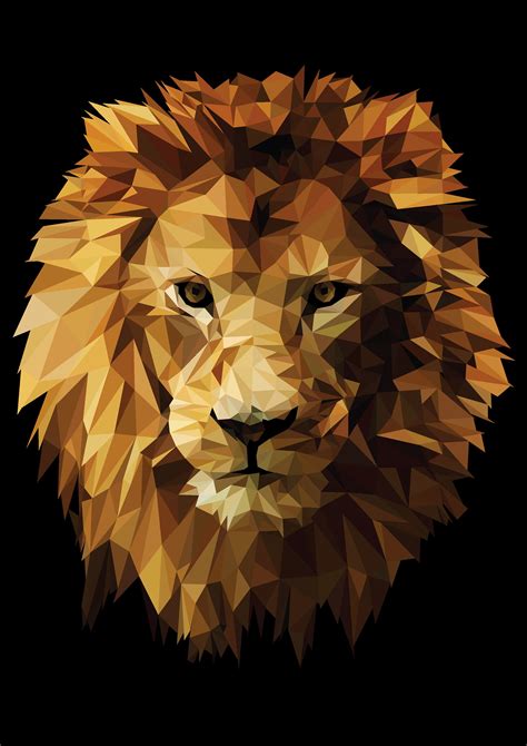 Low Poly Illustration Of A Lion S Face On Black Background Lion