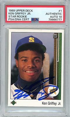 Graded 1989 Upper Deck UD Ken Griffey Jr 1 Rookie RC Card PSA 10 Auto