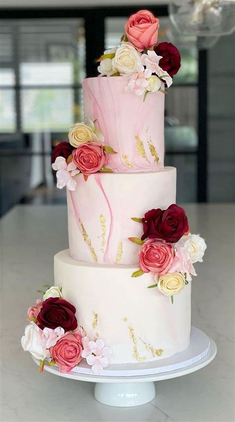 50 Romantic Wedding Cakes Love S Sweet Symphony Marble Pink 3 Tier