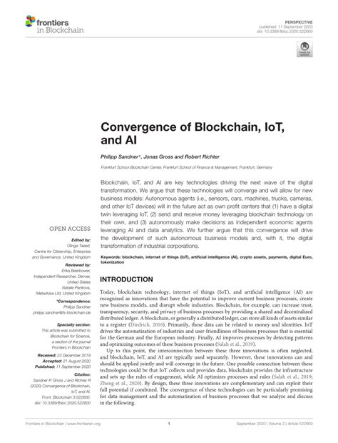 Pdf Convergence Of Blockchain Iot And Ai