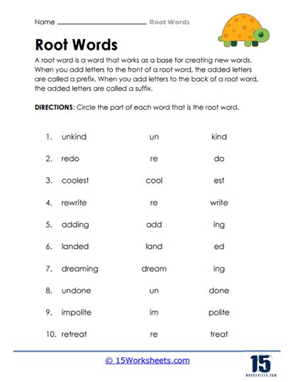 Root Words Worksheets Worksheets Worksheets Library