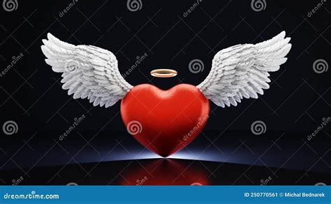 Coeur Avec Ailes D Ange Et Anneau D Or Symbole D Amour Illustration