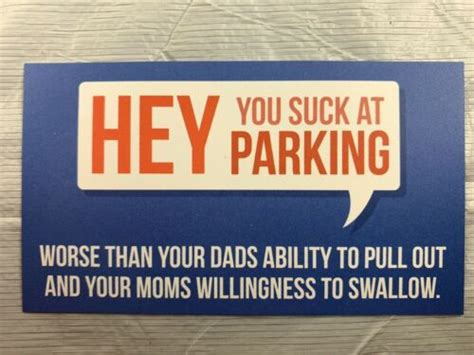 50 Hey You Suck At Parking Bad Parking Cards Fake Ticket Prank Joke Gag T Ebay