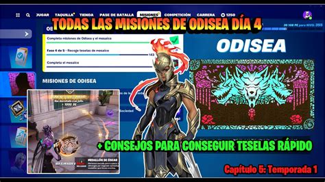 ⚔️fortnite CÓmo Completar Todas Las Misiones De Odisea DÍa 4 Recoge Teselas De Mosaico Youtube