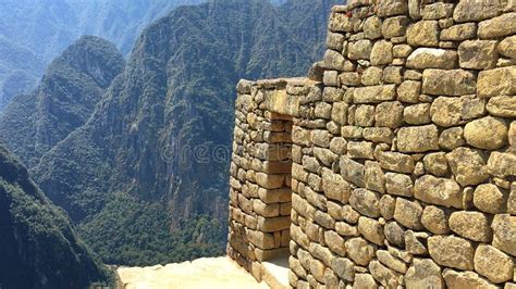 Inca Stone Wall At Machu Picchu Peru South America Stock Image