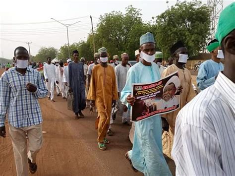 El Zakzaky Shiite Members Protest In Abuja Despite Lockdown Rock Face