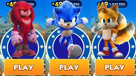 Sonic Dash Movie Sonic Vs Movie Tails Vs Movie Knuckles Vs All Bosses