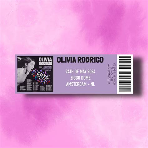 Digital Custom Olivia Rodrigo Guts World Tour Souvenir Concert Ticket