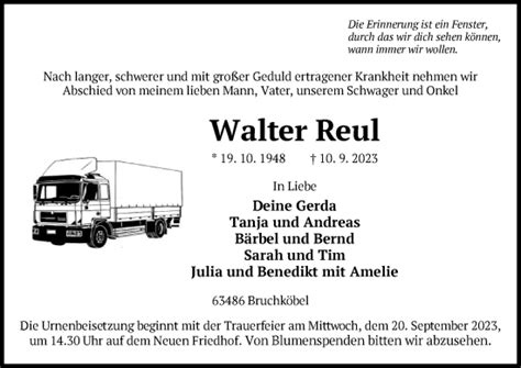 Traueranzeigen Von Walter Reul Trauer Op Online De