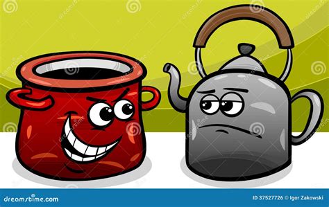 Pot Calling The Kettle Black Cartoon Vector | CartoonDealer.com #9416841