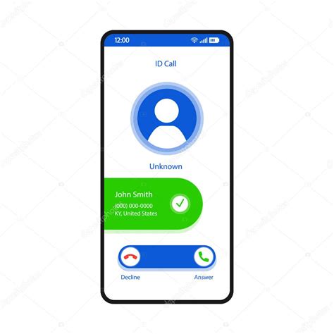 Id Llamada Teléfono Inteligente Interfaz Vector Plantilla Vector De
