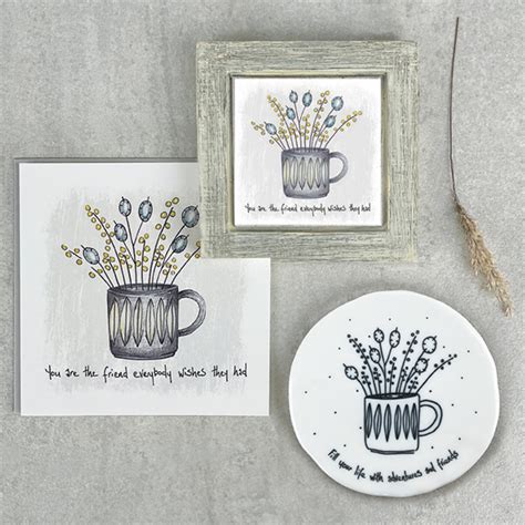 FLOWERS IN MUG COASTER "FILL YOUR LIFE WITH ADVENTURES" 9.8X9.7X0.8CM ...