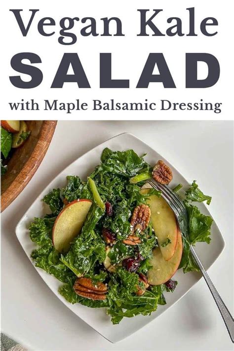 Fall Kale Salad With Maple Balsamic Dressing Recipe Vegetarian Holiday Recipes Delicious