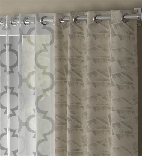 Buy Beige Traditional Polyester 7 Ft Semisheer Eyelet Door Curtains