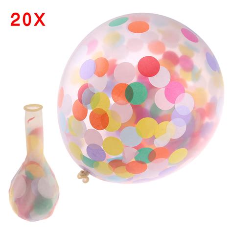 20 Pcs Colourful Confetti Filled Clear Balloons Wedding Anniversary Valentines Ebay