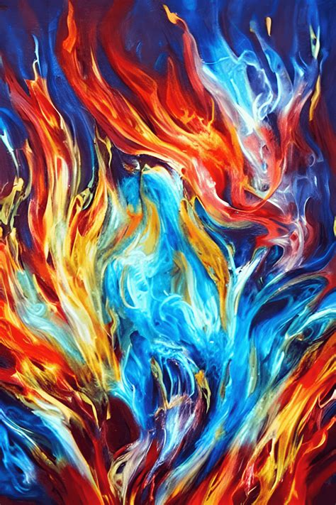 Abstract Fire and Water Painting · Creative Fabrica