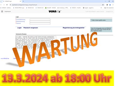 M Rz Wartung Und Bugfix Release Ab Uhr Vemags