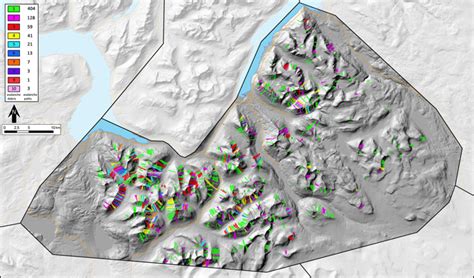 Inventory of the frequency of identified avalanche debris in avalanche ...