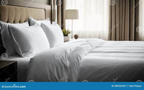 Elegant Bed With Crisp White Linens Generative Ai Stock Illustration