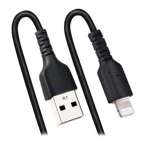 Startech 1m Usb A To Lightning Coiled Cable Black Rusb2alt1mbc Mwave