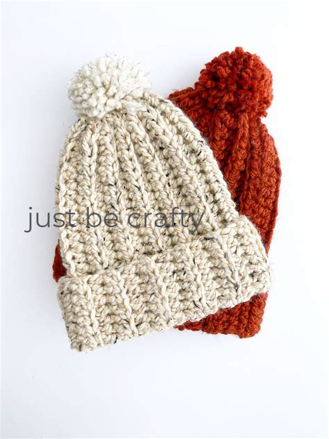 Crochet Chunky Hat Pattern - Free pattern and tutorial by Just Be Crafty