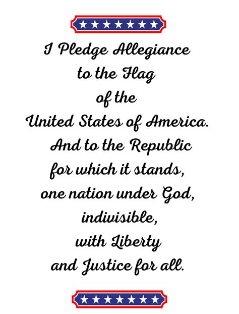 Printable Pledge Of Allegiance