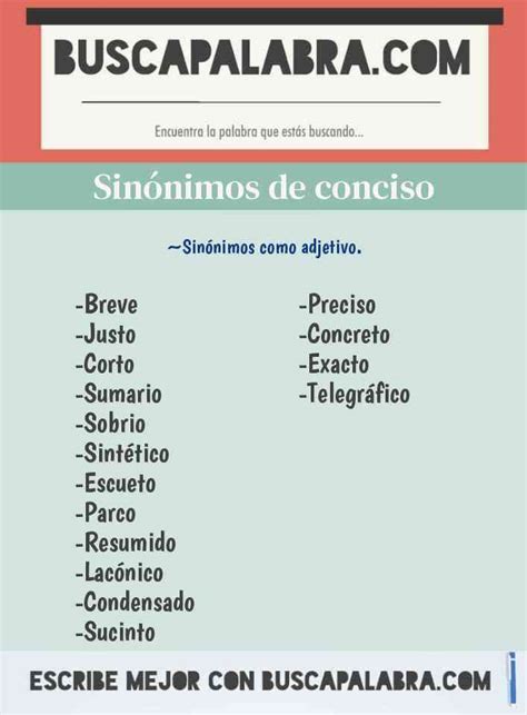 Conciso Sinonimo - Sinónimos y Antónimos de Conciso - 16 Sinónimos y 6 Antónimos para Conciso