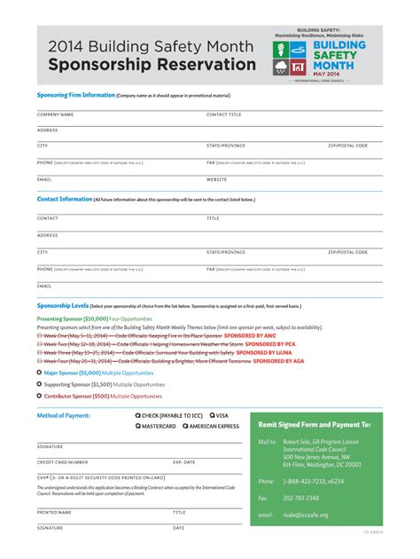 Fillable Online Iccsafe Building Safety Month Sponsorship