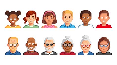 Avatar pixel characters of seniors and kids 22319750 Vector Art at Vecteezy