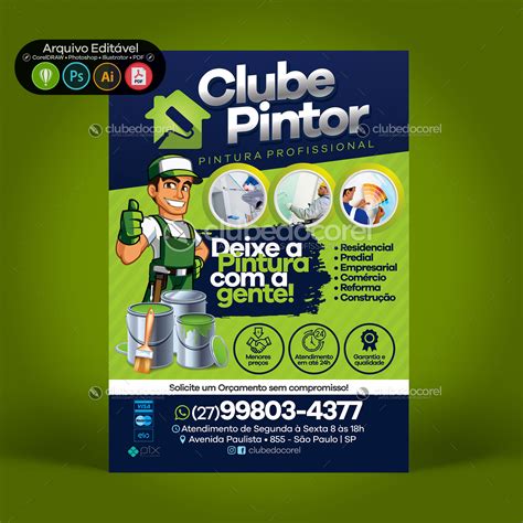 Panfleto Flyer Banner Post Arte Pintor CDR PSD AI PDF