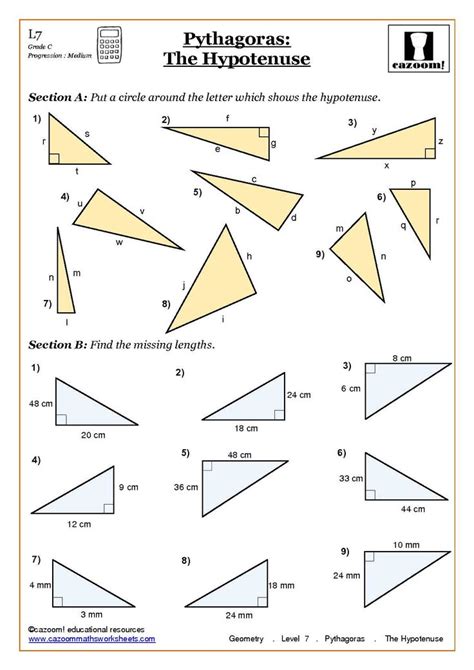 Trigonometry And Pythagoras Worksheets Satz Des Pythagoras Mathe