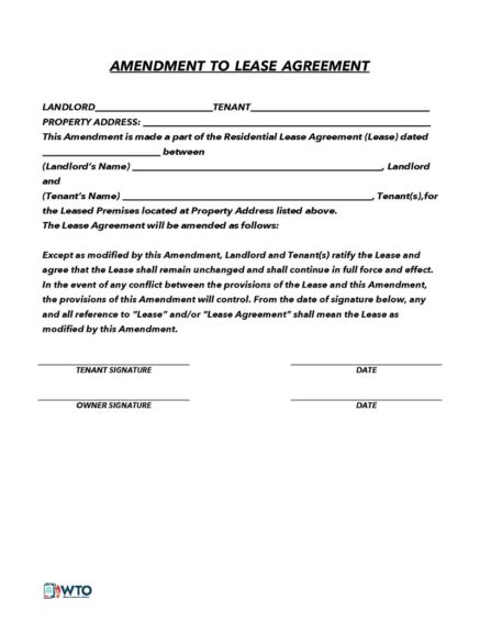 Free Lease Amendment Forms PDF Word