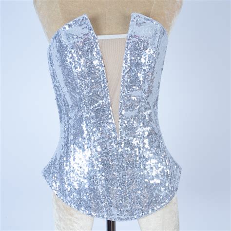 Silver Sequin Burlesque Corset