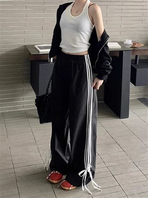 Qweek Korean Fashion Black Joggers Pants Women Y K Fairycore Sweatpants