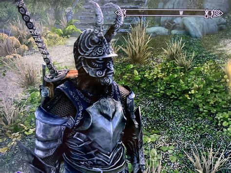 Aedra or Daedra? My Orsimer in the Ebony Mail and sporting the Ebony Blade. He has no friends ...