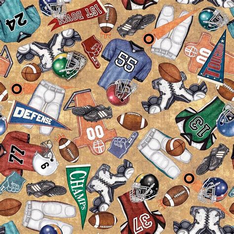 Everything Football Fabric You Choose Size 26174 A Quilting Etsy